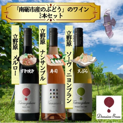 【ワインコンクール受賞】Domaine  Beau 「南砺市産のぶどう」立野原ワイン3本セット