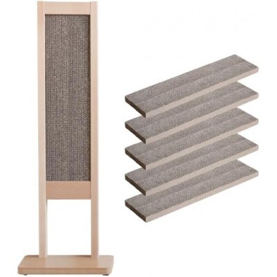 「木製 爪とぎスタンド+交換用ダンボール5枚」