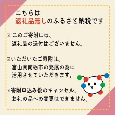 【返礼品なし】富山県南砺市への応援寄附　1口 100,000円