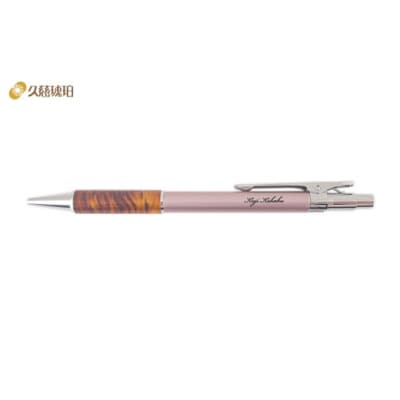 【ピンク】ノック式琥珀ボールペン