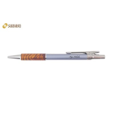 【ブルー】ノック式琥珀ボールペン