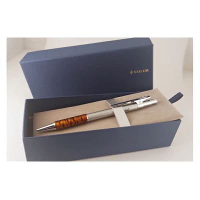 【ブルー】ノック式琥珀ボールペン