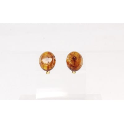 久慈産琥珀オーバルイヤリング