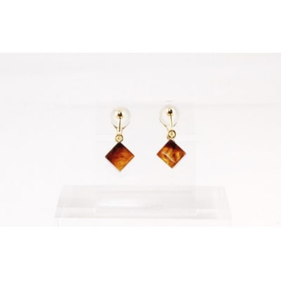久慈産琥珀キューブイヤリング