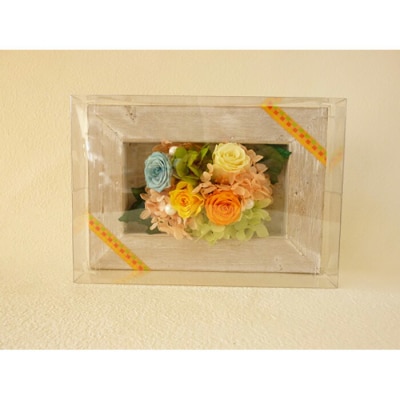 プリザーブドフラワー　フレームアレンジメント(イエロー)【14000301】