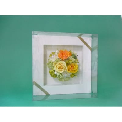 プリザーブドフラワー　ウッドフレームM(イエロー)【14001001】