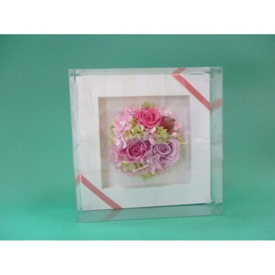 プリザーブドフラワー　ウッドフレームM(ピンク)【14001101】