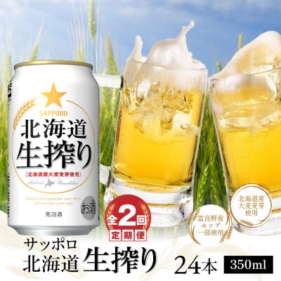 『定期便:全2回』北海道生搾り350ml×24本【30014401】