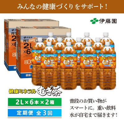 『定期便:全3回』健康ミネラル麦茶2L×6本×2箱【50000501】