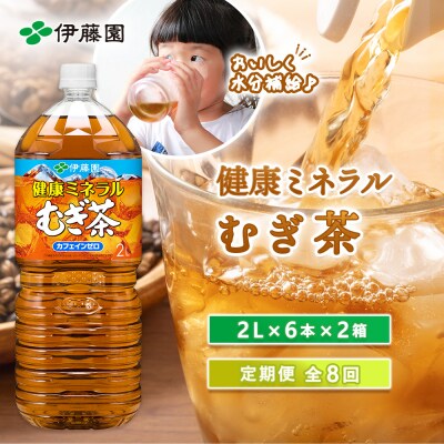 『定期便:全8回』健康ミネラルむぎ茶2L×6本×2箱【50002001】