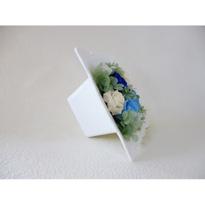 プリザーブドフラワー　磁器フレームアレンジメント(ブルー)【14000101】