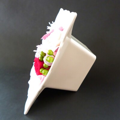 プリザーブドフラワー　磁器フレームアレンジメント(ピンク)【14000201】