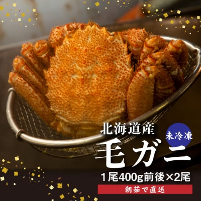 【配達地域限定】『冷蔵』朝茹で直送毛ガニ400g前後×2杯【52001004】