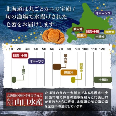 【配達地域限定】『冷蔵』朝茹で直送毛ガニ500g前後×4杯【52001303】