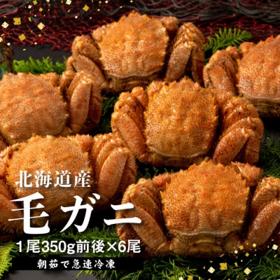 【北海道産】『冷凍』毛ガニ350g前後×6杯【急速冷凍】【520017】