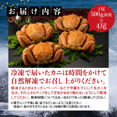 【北海道産】『冷凍』 毛ガニ500g前後×4杯【急速冷凍】【52002103】