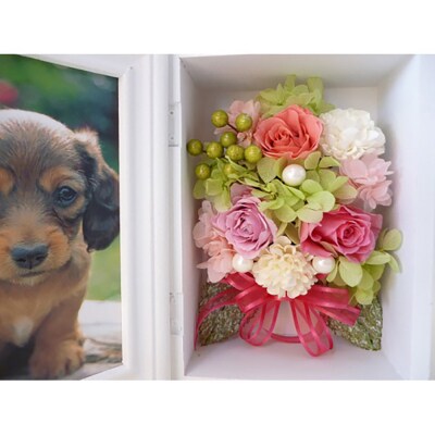 プリザーブドフラワー　フラワーフォトボックス(ピンク)【14000501】