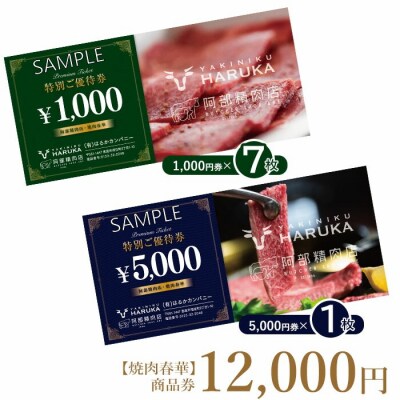 【焼肉春華】商品券12,000円【16027】