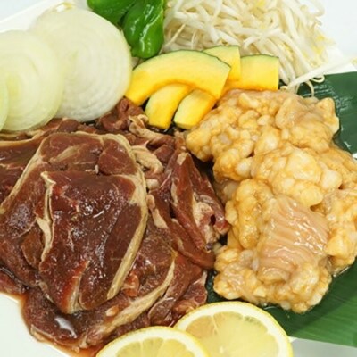 阿部精肉店の味付ジンギスカン(500g×2)豚上味噌ホルモン(300g×2)【16000302】