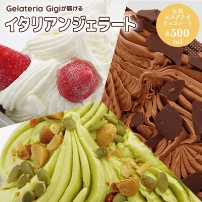 ジェラテリアGigiのイタリアンジェラート 人気フレーバー3種　500ml×3個【43000301】