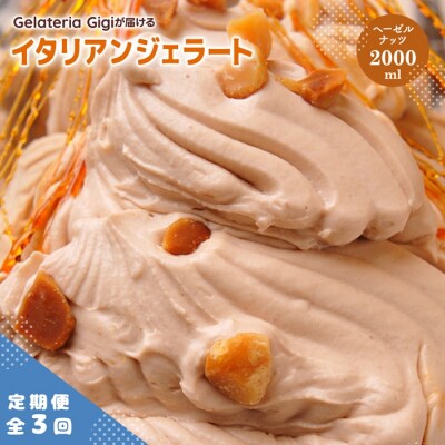 定期便全3回Gigiイタリアンジェラート『イタリア産ヘーゼルナッツ』2000ml【43005203】