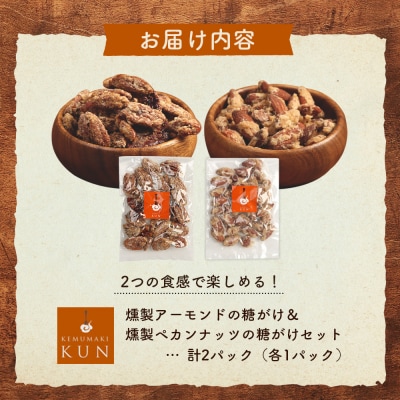 燻製アーモンドの糖がけ&燻製ペカンナッツの糖がけセット 計2パック(各1パック)【63003201】