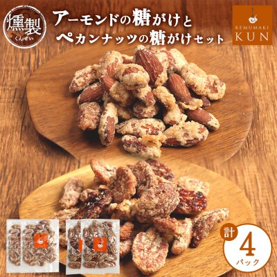 燻製アーモンドの糖がけ&燻製ペカンナッツの糖がけセット 計4パック(各2パック)【63003301】