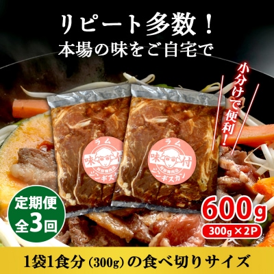 【定期便:全3回】味付きジンギスカン300g×2個【16002101】