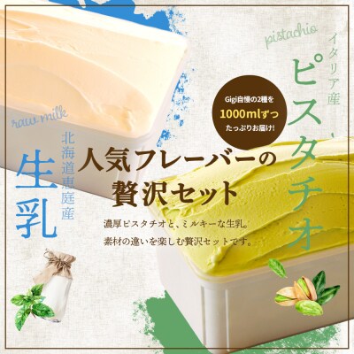 【味違いセット】Gigiのイタリアンジェラート ピスタチオ×生乳1000ml×2【43014501】