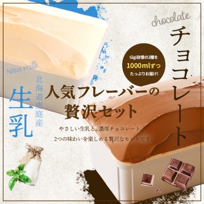 【味違いセット】Gigiのイタリアンジェラート生乳×チョコレート1000ml×2【430146】