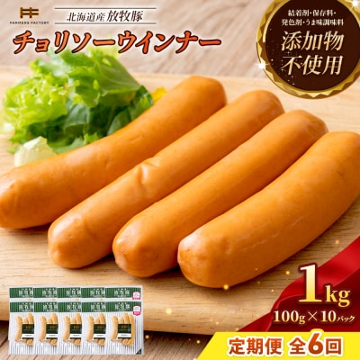 【定期便:6回】北海道産放牧豚 無添加チョリソーウインナー ×10パック【12005501】