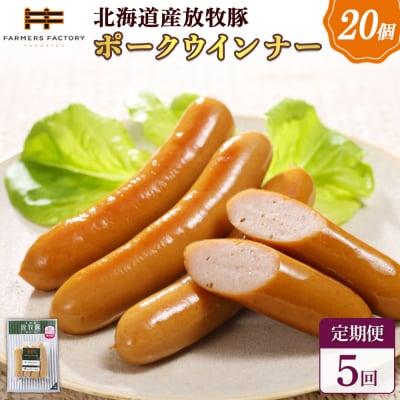 【定期便:5回】北海道産放牧豚 無添加ポークウインナー ×20パック【120079】