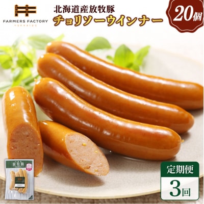 【定期便:3回】北海道産放牧豚 無添加チョリソーウインナー ×20パック【120092】