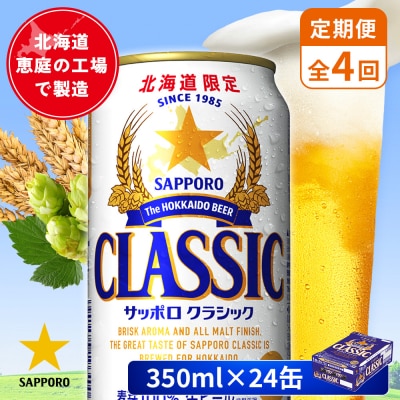 【定期便:全4回】サッポロクラシック 350ml×24本【880010001904】