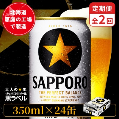 【定期便:全2回】サッポロ黒ラベル 350ml×24本【880040011902】