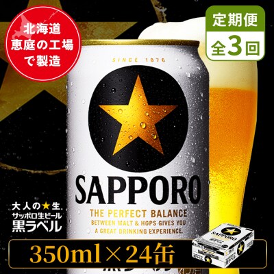 【定期便:全3回】サッポロ黒ラベル 350ml×24本【880040011903】