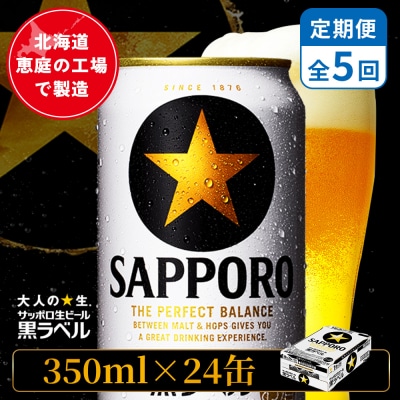 【定期便:全5回】サッポロ黒ラベル 350ml×24本【880040011905】