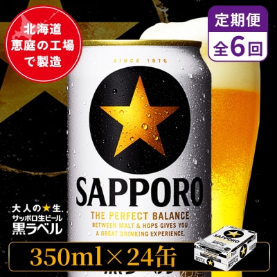 【定期便:全6回】サッポロ黒ラベル 350ml×24本【880040011906】