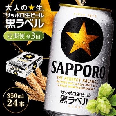 【定期便全3回】サッポロ黒ラベル350ml×24本【930040111903】