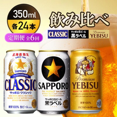 『飲み比べ定期便全6回』クラシック・黒ラベル・ヱビスビール【9300100018061121】