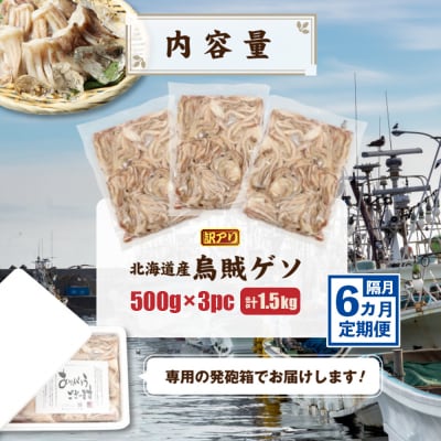 〔ワケあり〕北海道産　イカゲソ1.5kg　隔月6ヶ月定期便【20021】