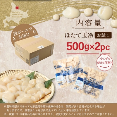 【お試しホタテ】オホーツク産ホタテ(500g×2袋)【21041】
