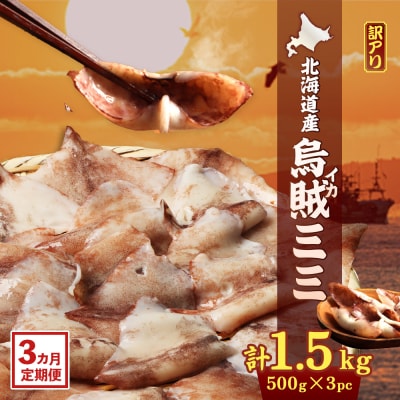 【ワケあり】イカミミ1.5kg (500g×3袋) 3ヶ月定期便【20050】