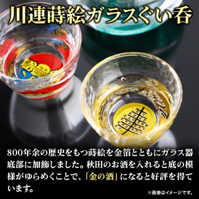 川連蒔絵ガラスぐい呑ペアセット【竿燈柄・保戸野鉄砲町「お多福面」】|15_ssi-340101