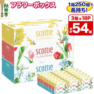 ティッシュ スコッティ フラワーボックス 250組 3箱×18パック|15_nsc-061801