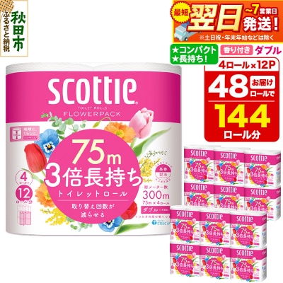 トイレットペーパー スコッティ フラワーパック 48個 ダブル|15_nsc-101201da
