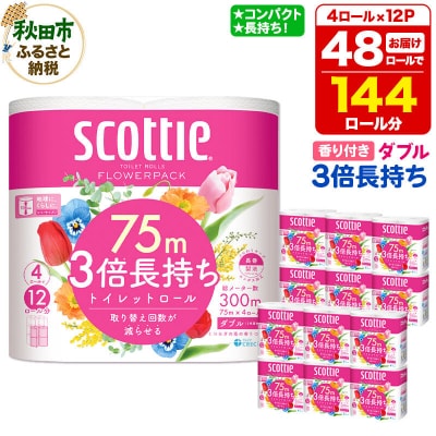 トイレットペーパー スコッティ フラワーパック 48個 ダブル|15_nsc-101201da