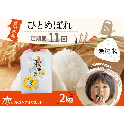 《定期便11ヶ月》秋田市産ひとめぼれ 2kg 【無洗米】|15_akn-ee0211m