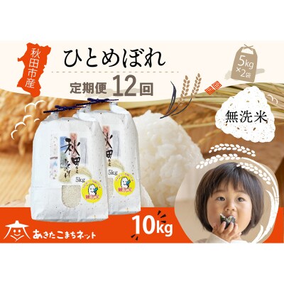 《定期便12ヶ月》秋田市産ひとめぼれ 10kg 【無洗米】|15_akn-gg1012m