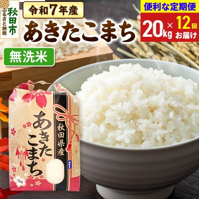 定期便12ヶ月 あきたこまち20kg 無洗米 令和7年|15_kml-012012m